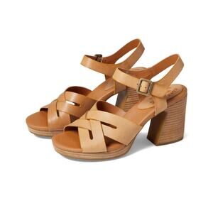 NEW Kork-Ease Hutton Leather Ankle Strap Platform Sandals Yellow Women's 9